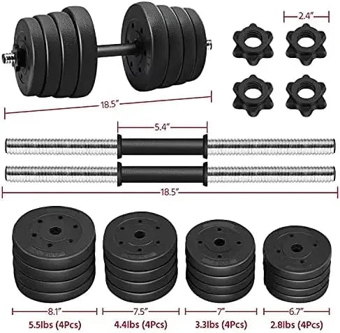 66LB Weight Dumbbell Set Fitness Adjustable Cap Gym/Home Barbell Plates Body Workout for Women and Men Strength Training
