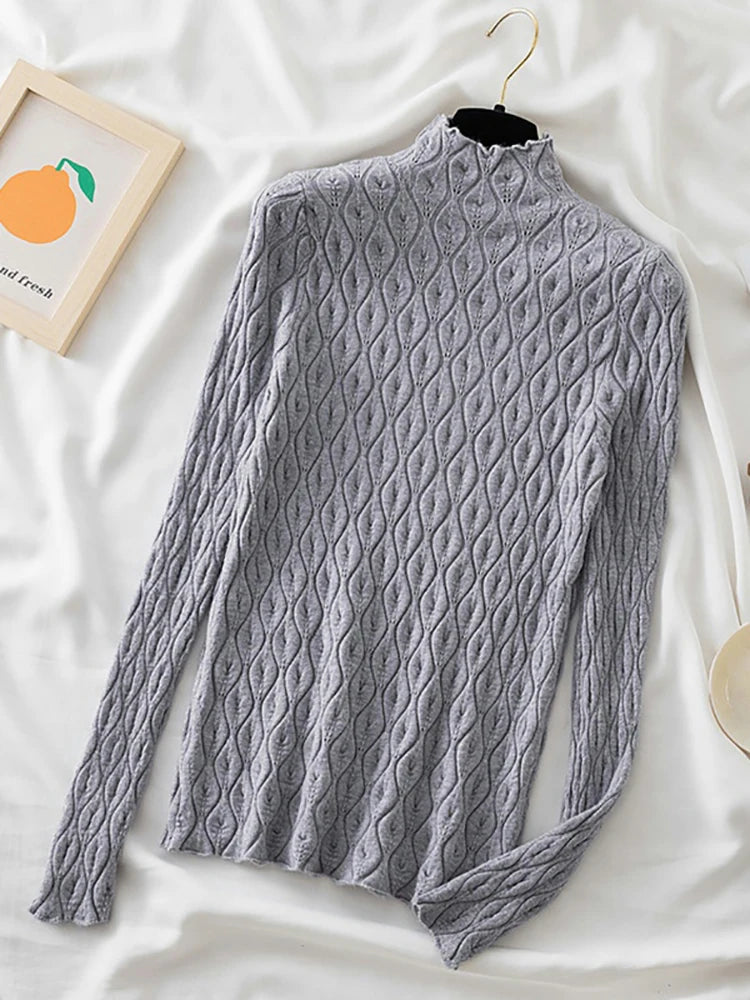AOSSVIAO 2024 Cashmere Turtleneck Women Sweaters Autumn Winter Warm Pullover Slim Tops Knitted Sweater Jumper Soft Pull Female