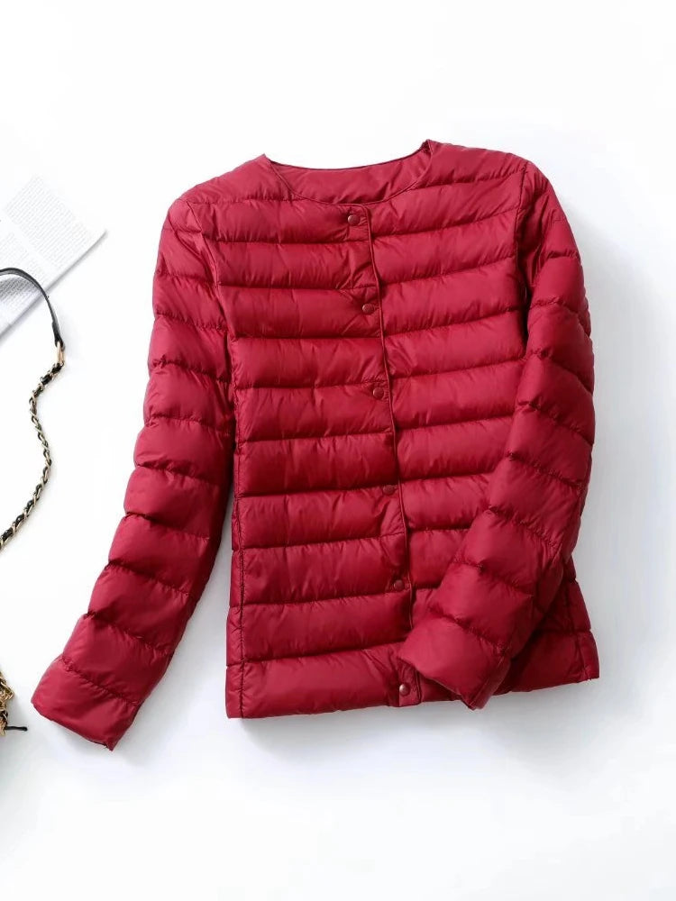 NewBang Matt Fabric Light Jacket Female Ultra Light Down Jacket Women Slim Windbreaker Without Collar Lightweight Warm Coat