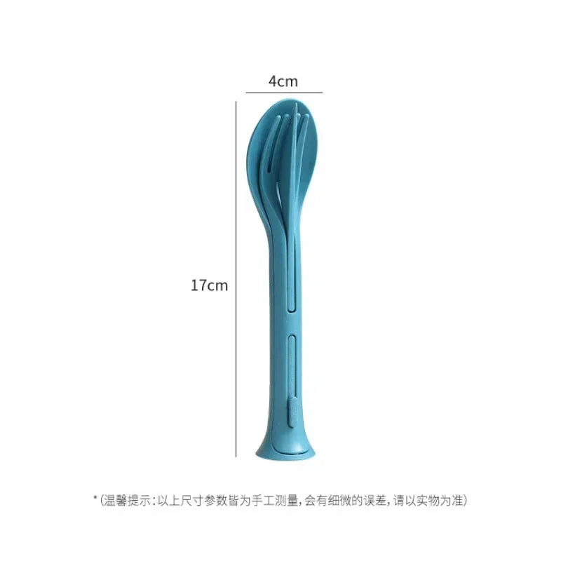 Portable Cutlery Set 3 In 1 Travel Reusable Cutlery Set Japan Style Wheat Straw Knife Fork Spoon Dinnerware Kitchen Tableware