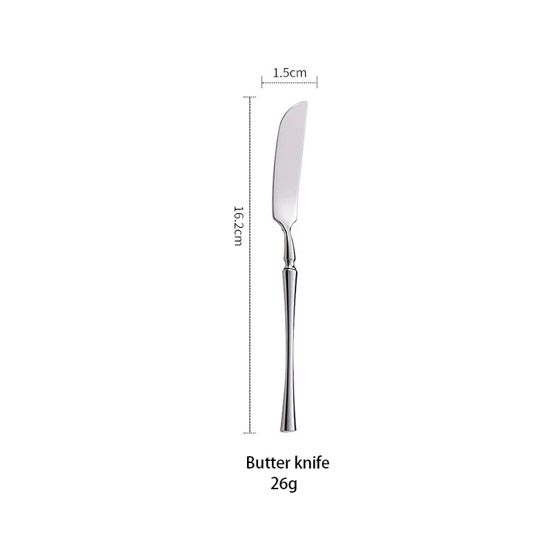 AJOYOUS Cutlery Set Stainless Steel Mirror Flatware Luxury Silverware Set Dessert Fork Tea Spoon Knife Dinnerware Kitchen