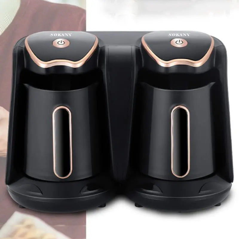 1200W Turkish Coffee Pot,600ml Electric Drip Coffee Maker Machine,Double Pot Design, Household Office Milk Coffee Tea Pot