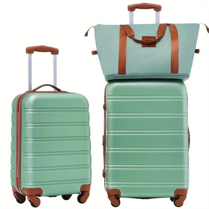 Hard shell suitcase Set 2 + bags Rotating suitcase with TSA lock lightweight 20 "+ 24"