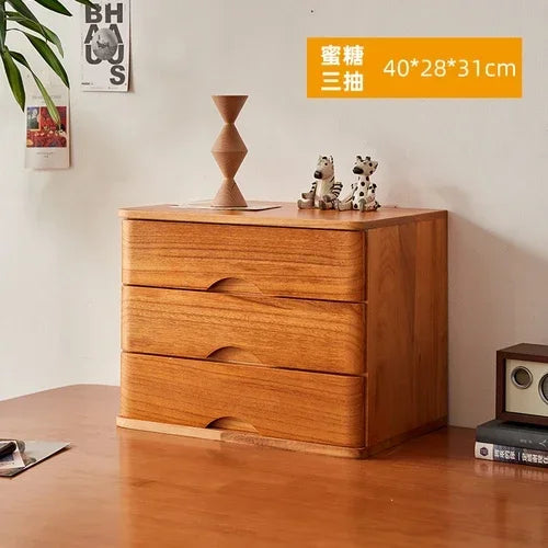 Multi-Layer Wooden Desktop Storage Boxes, Solid Wood Drawer File Organizer, Computer Heightened Rack, Office Storage Cabinet.