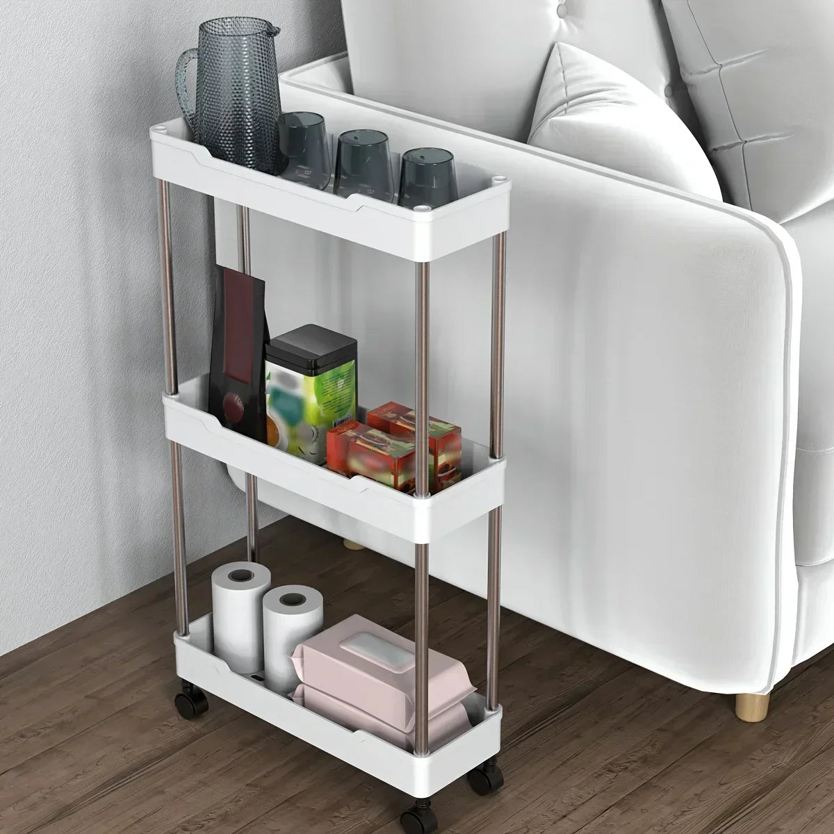 Toilet, bathroom, crevice storage rack, kitchen, narrow cabinet, living room, floor standing crevice rack，1pc