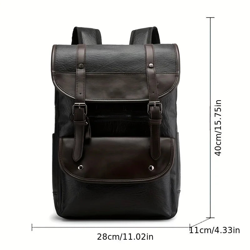 Extra-Large Capacity Mens PU Casual Backpack - Waterproof, Multifunctional, and Durable Outdoor Travel, and Leisure Activities