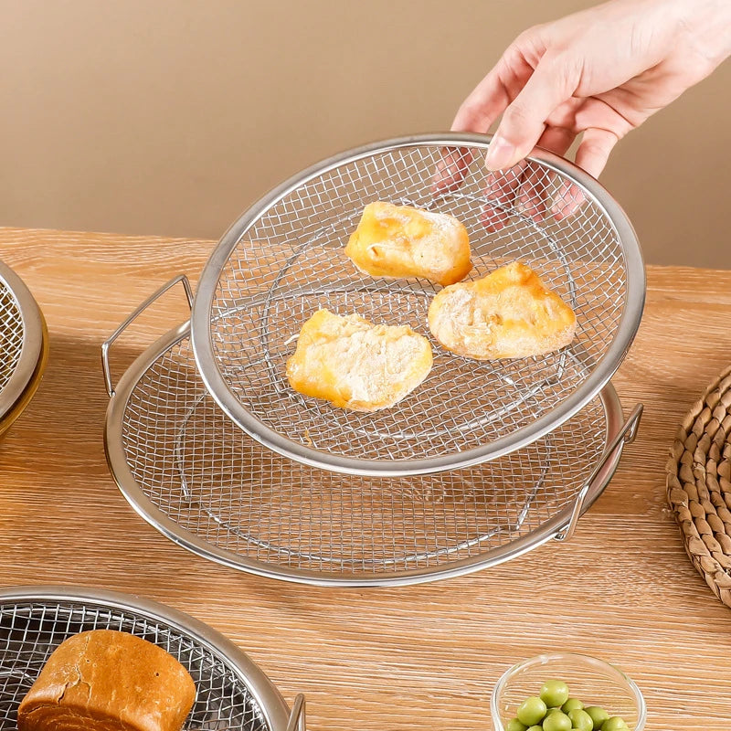 304 Stainless Steel French Fries Basket with Handle Food Skimmer Oil Filter Snack Tray Cooking Strainer Plate Kitchen Utensils