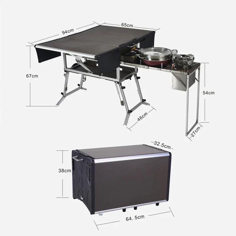 Camping Fully Equipped Picnic Table Outdoor Folding Compact Food Portable  Kitchen