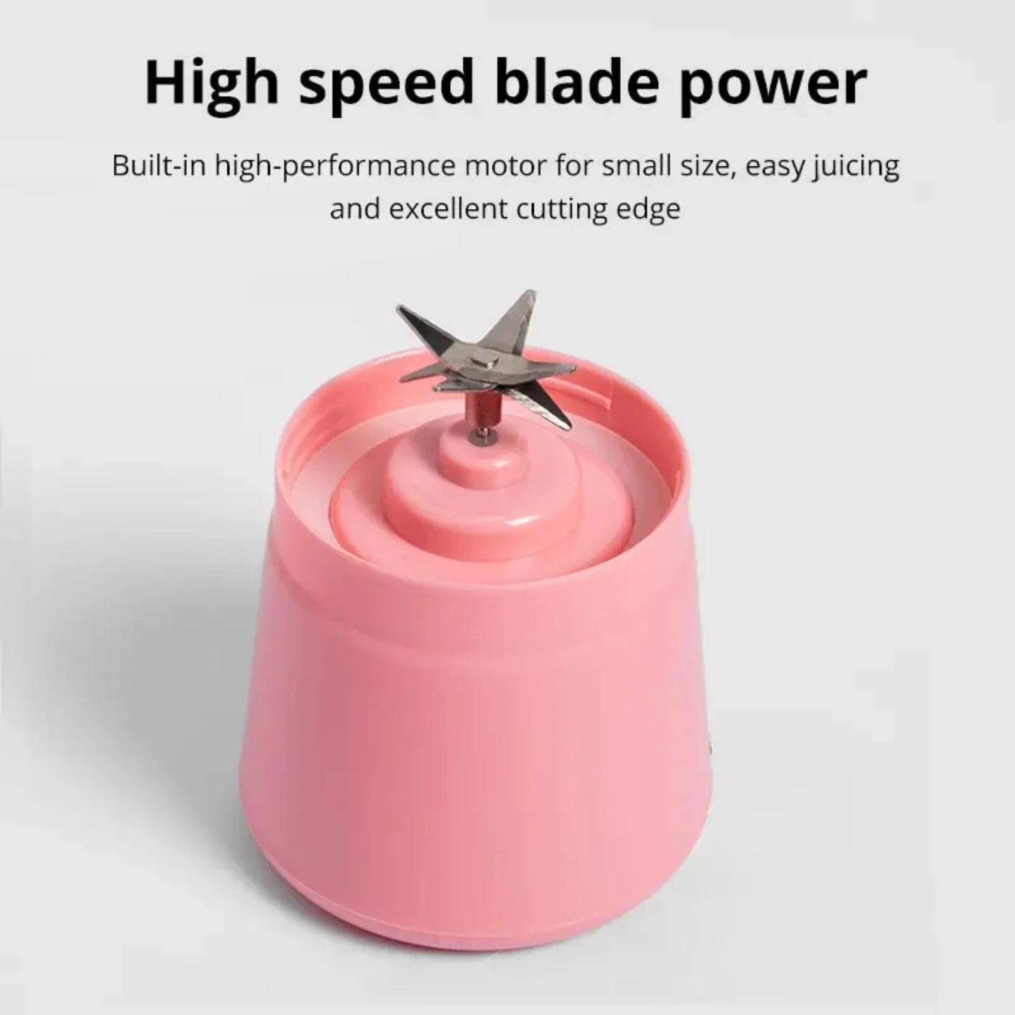 Lightweight and Portable Pink USB Rechargeable Personal Blender with 6 Sharp Blades - Compact Mini Smoothie Maker and Milkshake