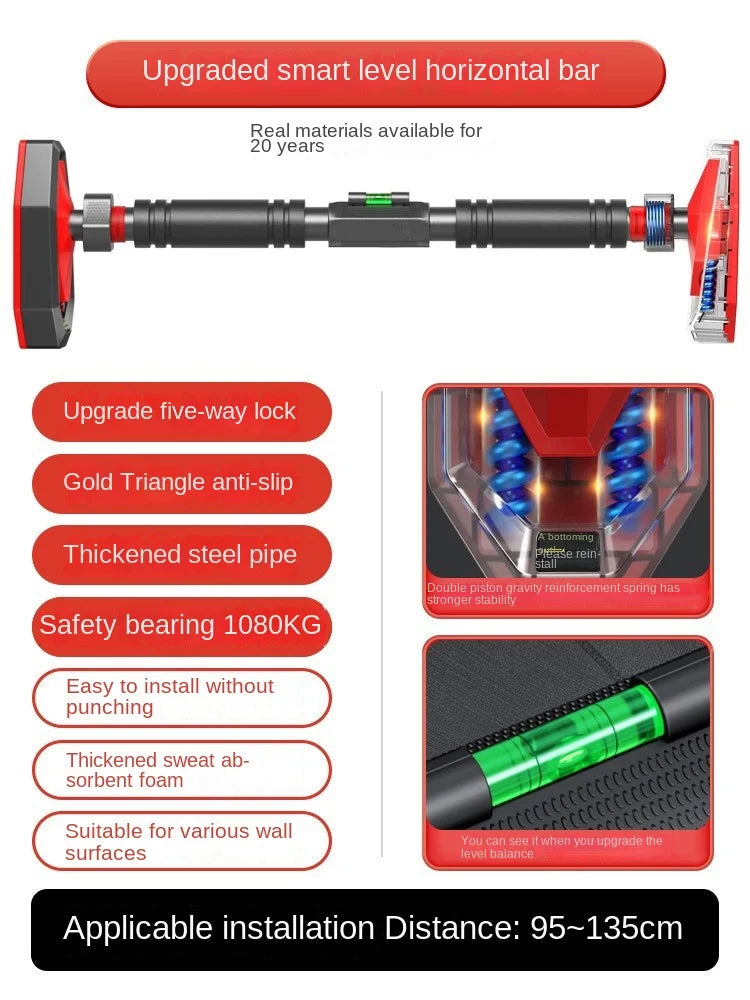 2023 New Anti Drop Indoor Horizontal Bar Home No Punching Wall-mounted Pull Up Bar Corridor Fitness Horizontal Bar