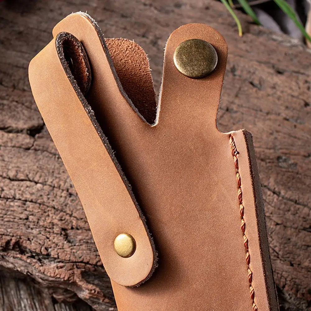 Outdoor Equipment Leather Sheath Holder Pocket Hunt Belt Loop Case Fold Knife Tool Flashlight Case Camp Outdoor Carry