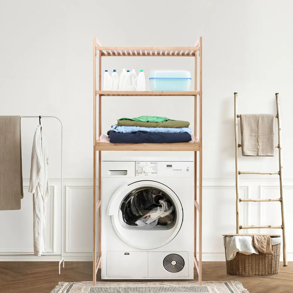 3-Tiers Over The Toilet Bamboo Storage Rack Bathroom Organizer Shelf Space Saver