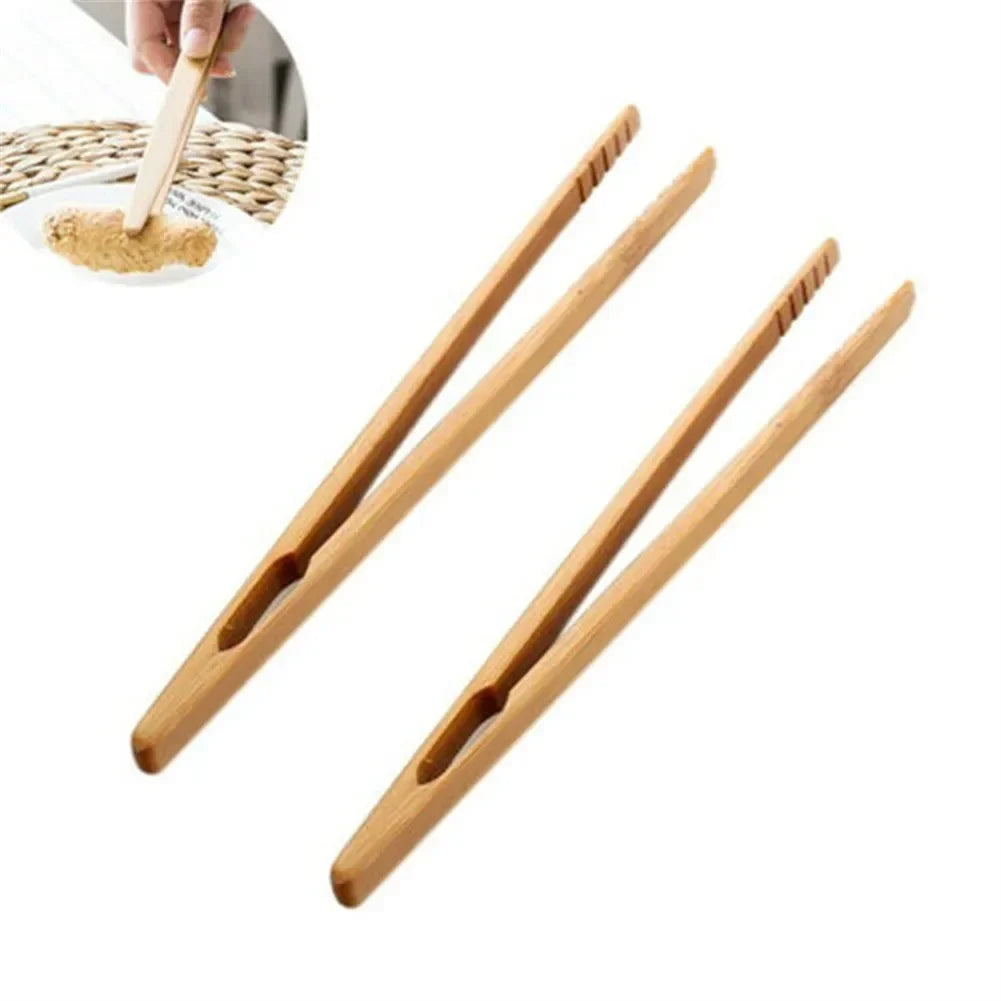 2pcs 18cm Bamboo Tongs Food Toast Salad Bread Tongs Bacon Sugar Ice Tea Tong Tea Clips Teaware For Kitchen Teaware Accessories