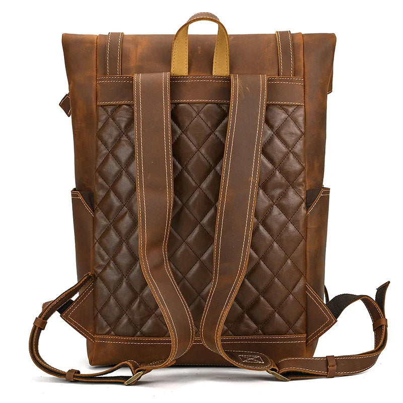 Newsbirds Vintage Style Leather Backpack Travel Bag Backpack For Men Computer Backpack 16 Inch Anti Theft Male Backpack Cowksin
