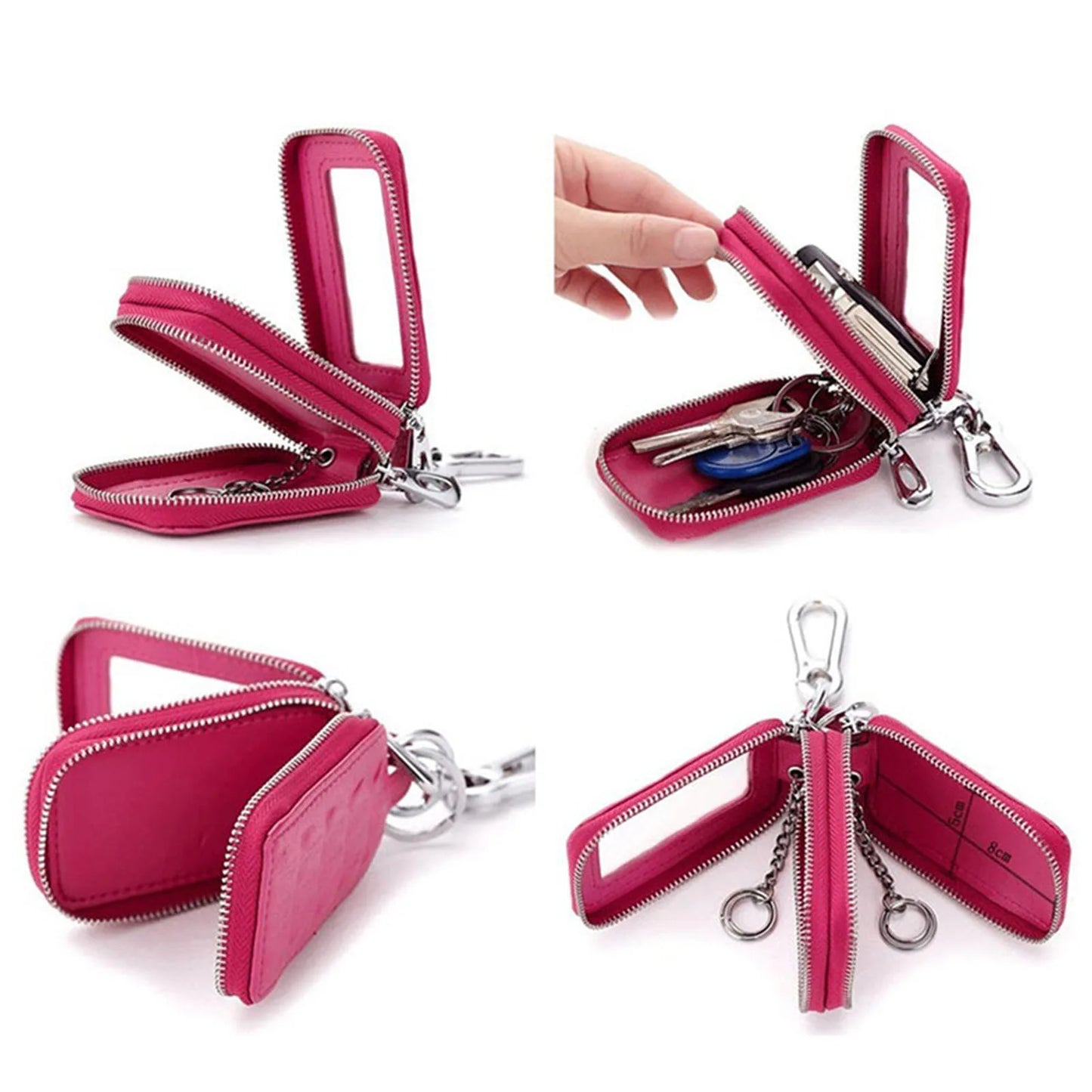 Leather Key Holder Bag Versatile Textured Leather Keychain Money Bag for Men Women Teenage Mini Wallet