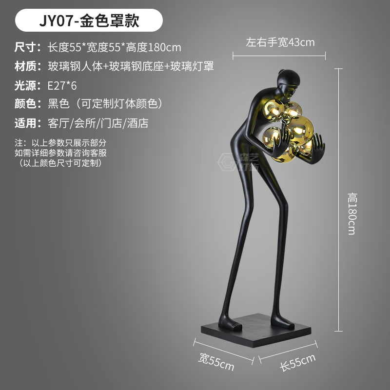 Humanoid Art Sculpture Fall Floor Lamp Living Room Light Luxury Design Sense Modern Creative Modeling Floor Lamp