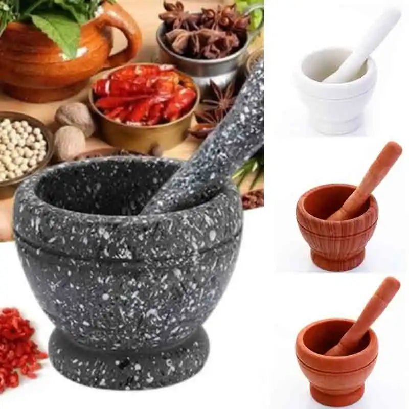 Household Grinder Pressing Garlic Mashed Garlic Mashing Pot Manual Mashing Medicine Pot Jujube Wood Pounding Garlic Stone Mortar