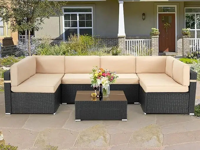 Outdoor Patio Furniture Set, Outdoor Sectional Conversation Furniture Chair with Coffee Table, Garden