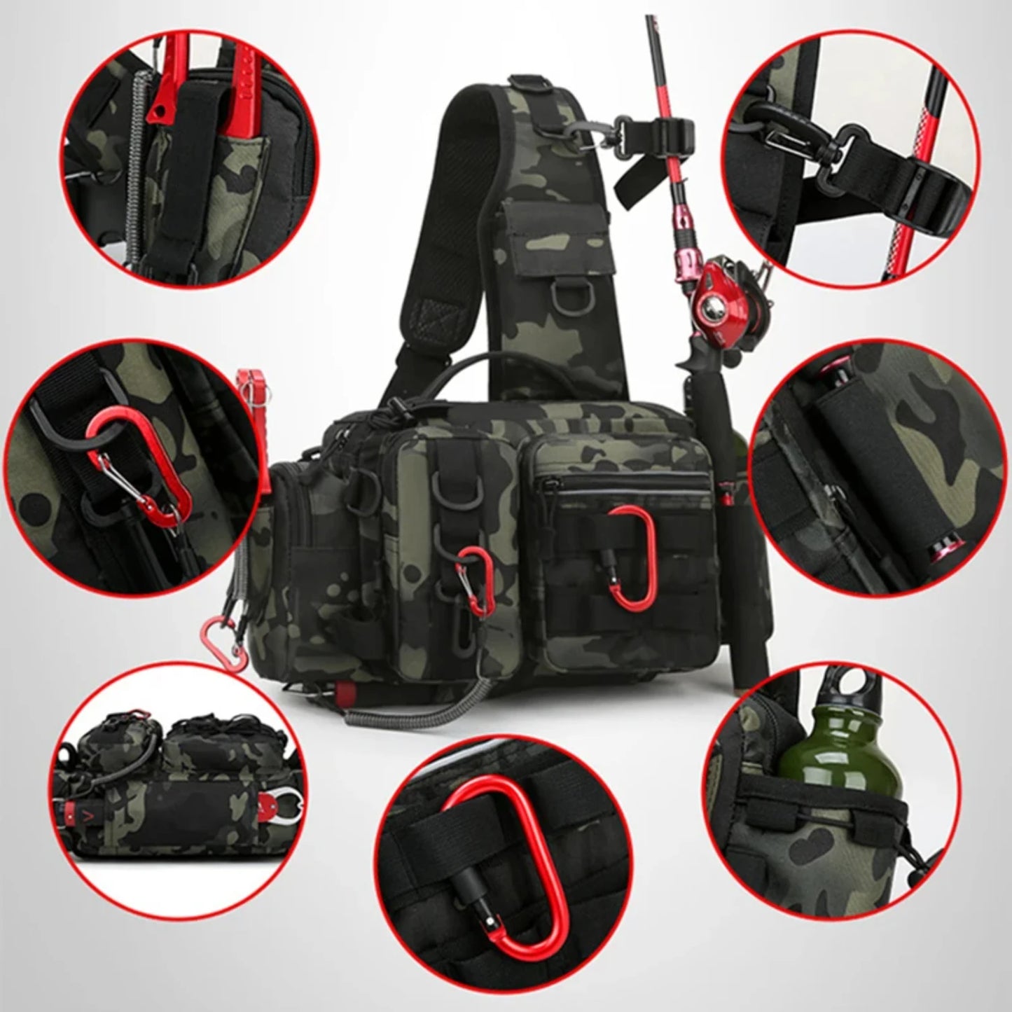 Men Fishing Tackle  Single Shoulder Crossbody Tactical Bags Waist Pack Fish Lures Gear Utility  Fishing Box Chest