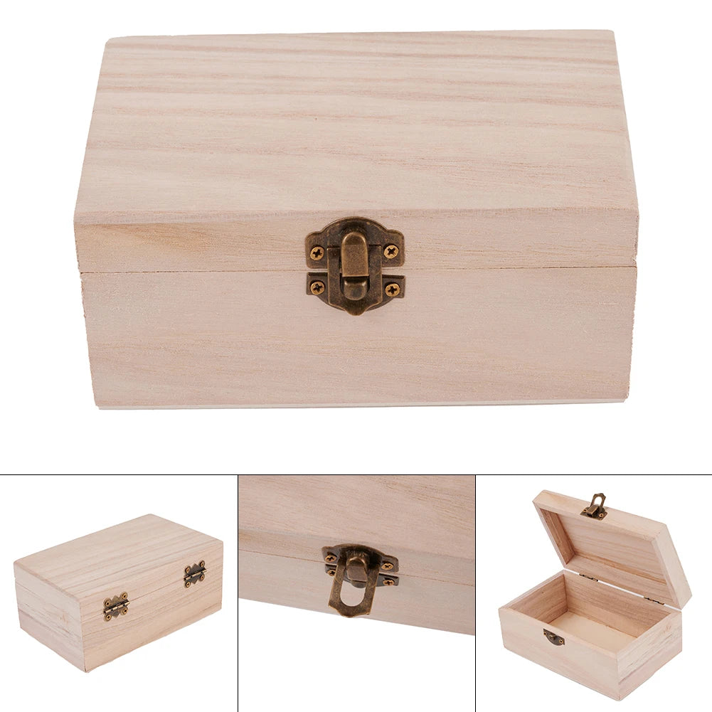 1/3pcs Log Color Scotch Plain Wood Wooden Square Hinged Storage  Boxes Craft Gift Box Handmade Case Box Storage Organization