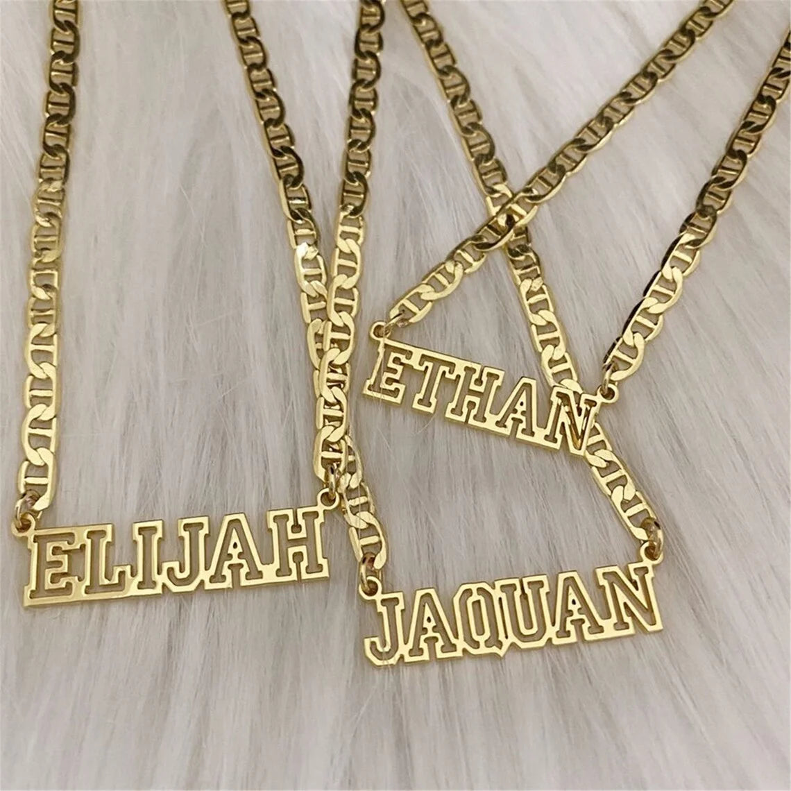 Customized Name Necklace Fashion Gold Flat Chain Choker 18K Gold Stainless Steel Daily Wear Necklace Perfect Birthday Gift
