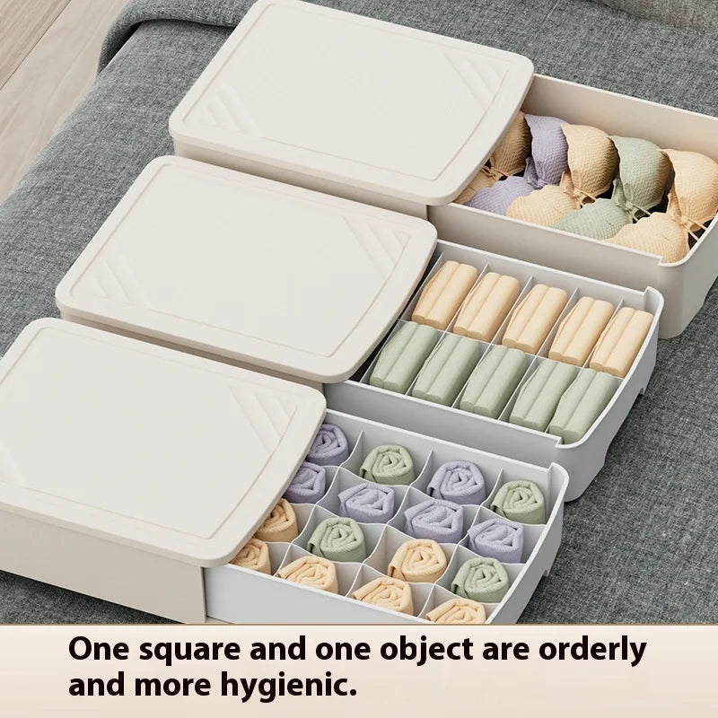 Hot new home underwear storage box solid color drawer wardrobe partition tidy home artifact bra underwear socks storage box