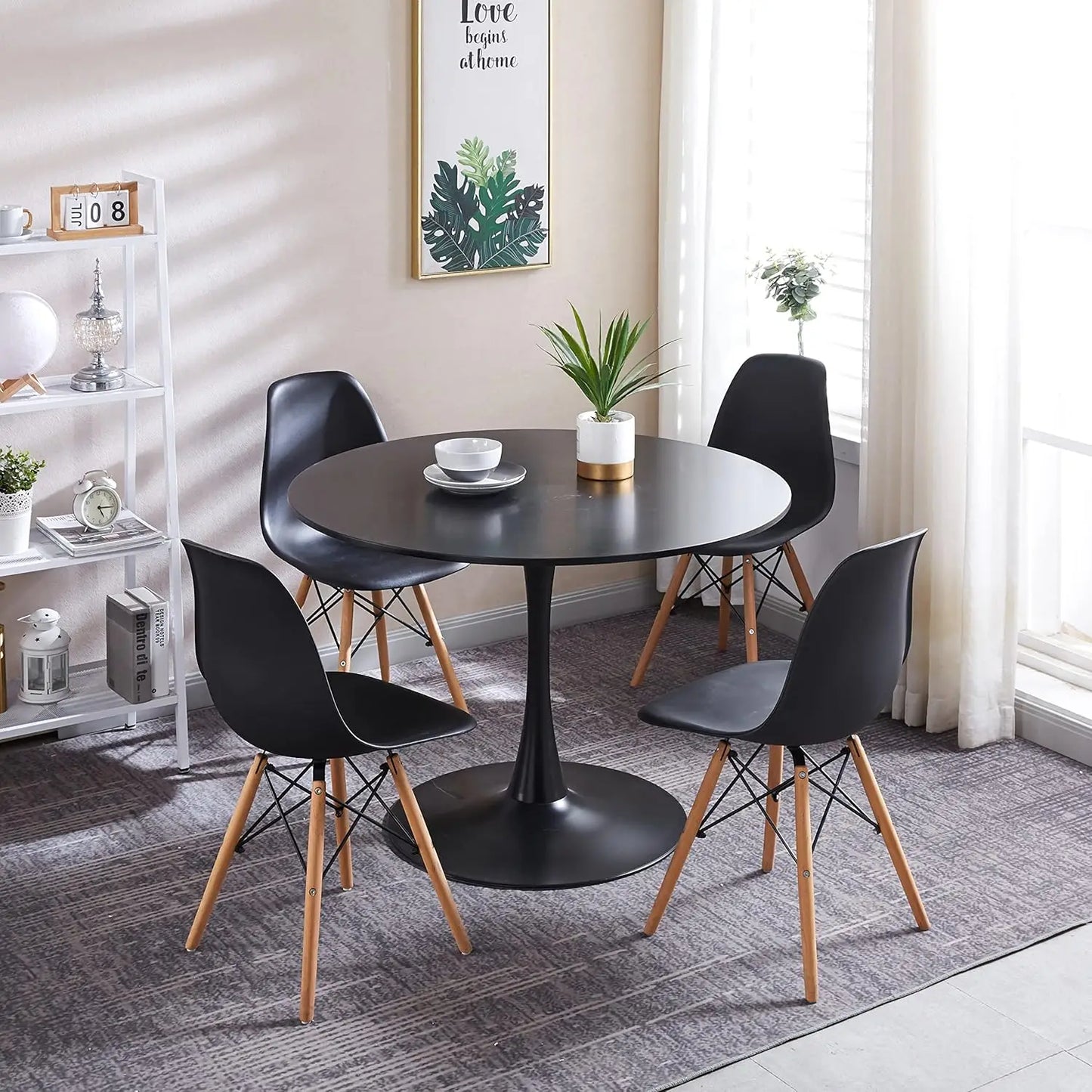 5 Piece Dining Table Set,31" Round Dining Table Set for 4,Modern Kitchen Table and Chairs for Dining Room & Coffee Shop & Smal