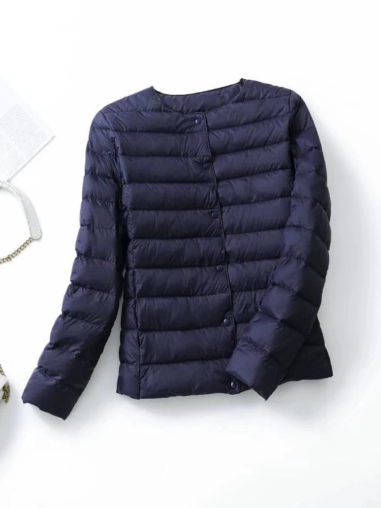 NewBang Matt Fabric Light Jacket Female Ultra Light Down Jacket Women Slim Windbreaker Without Collar Lightweight Warm Coat