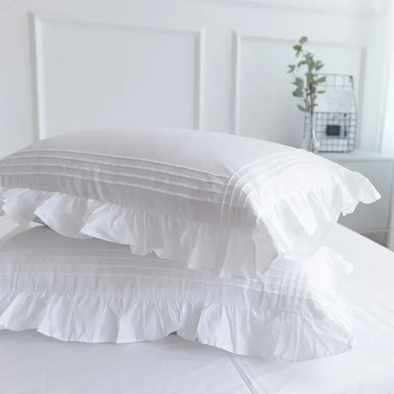 White Flat Sheet Thickened 100% Cotton Bedding Sheets queen Lotus Leaf Flat Bed Sheet Duvet cover or pillowcases quilt case