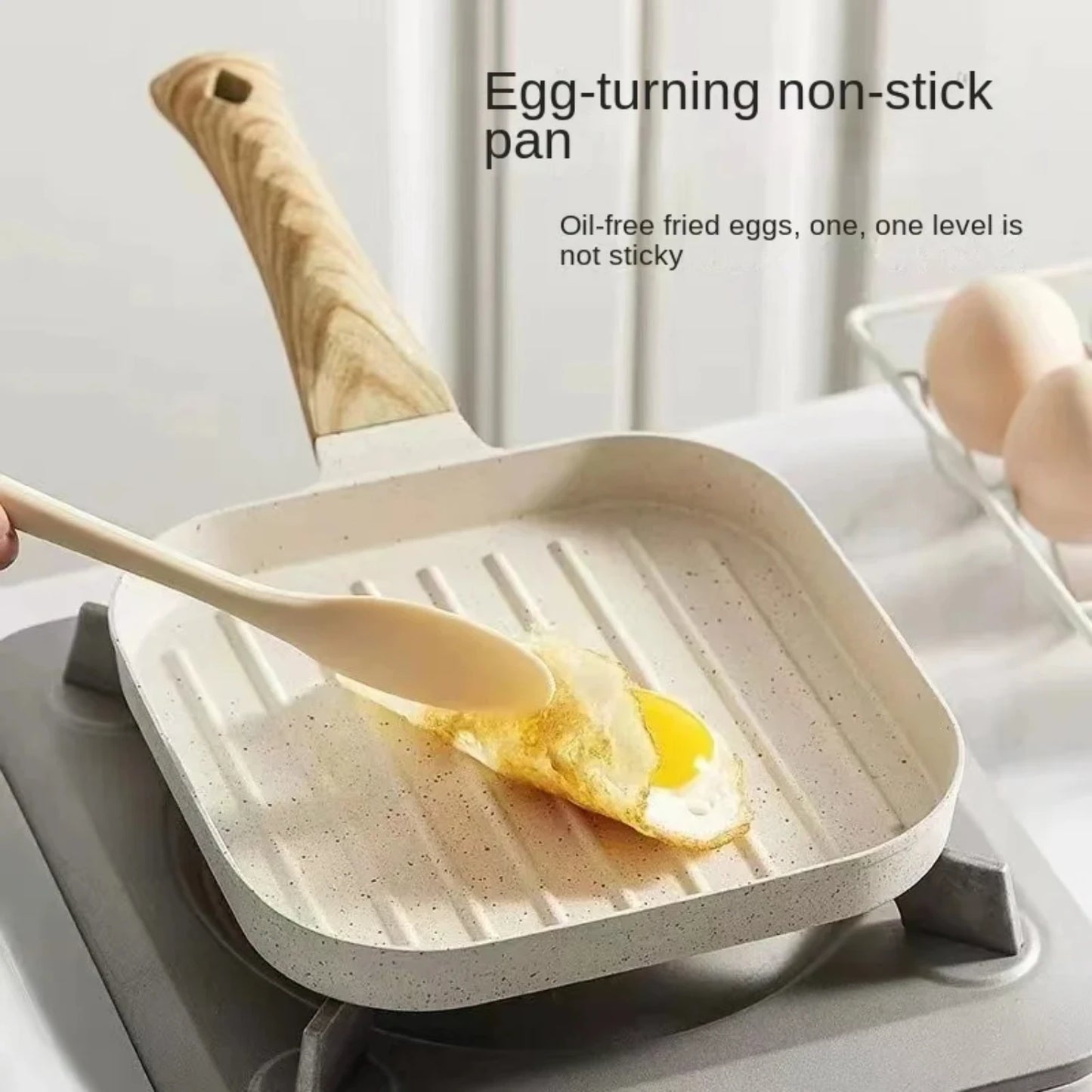 Non-stick Korean Bacon and Beef Steak Pan Fry Pot with Striped Flat Bottom - Perfect for Wheat Rice Stone and Mini Breakfast Coo