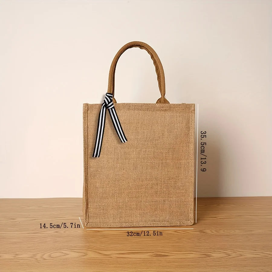 Jute handbag gift bag fashion versatile handheld large-capacity shopping bags out travel bag Tote bag men and women universal