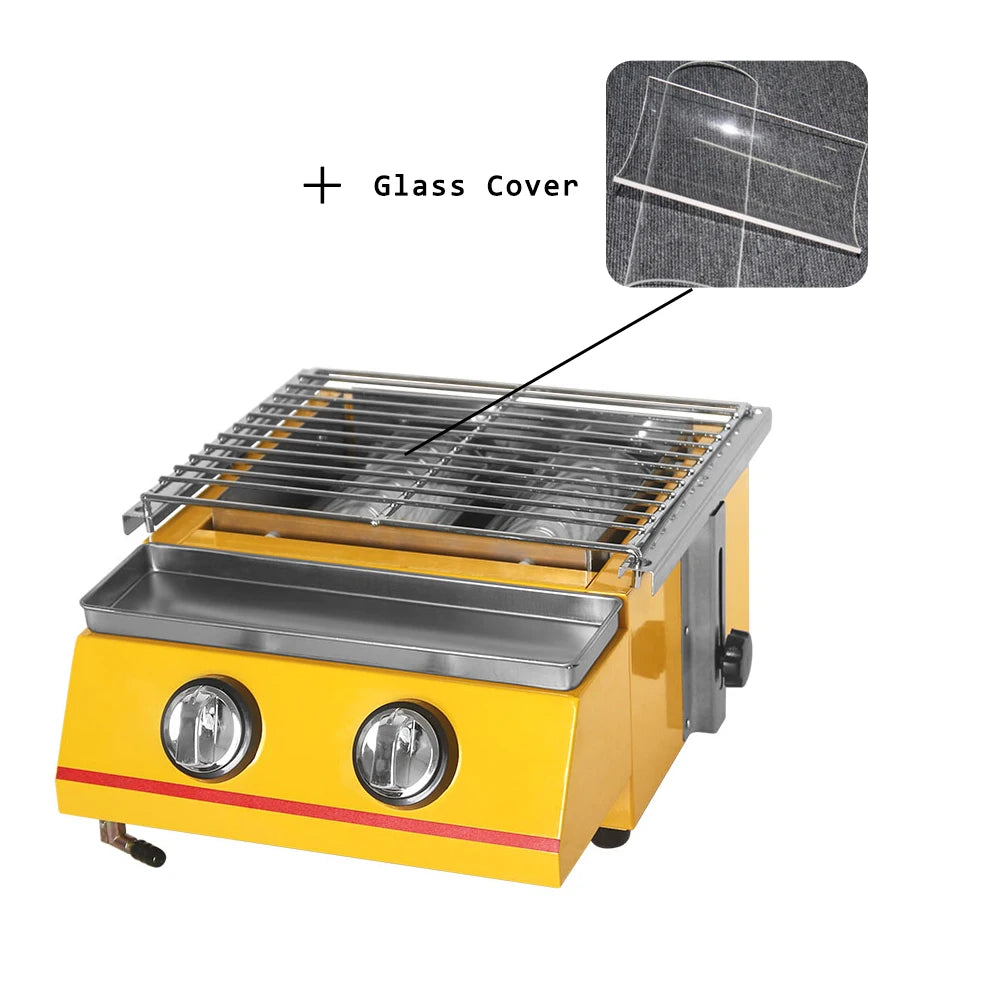 ITOP Small Portable 2 Burners BBQ Grill Gas LPG Griddle Barbecue Tools Adjustable Height For Outdoor Picnic Barbecue With CE