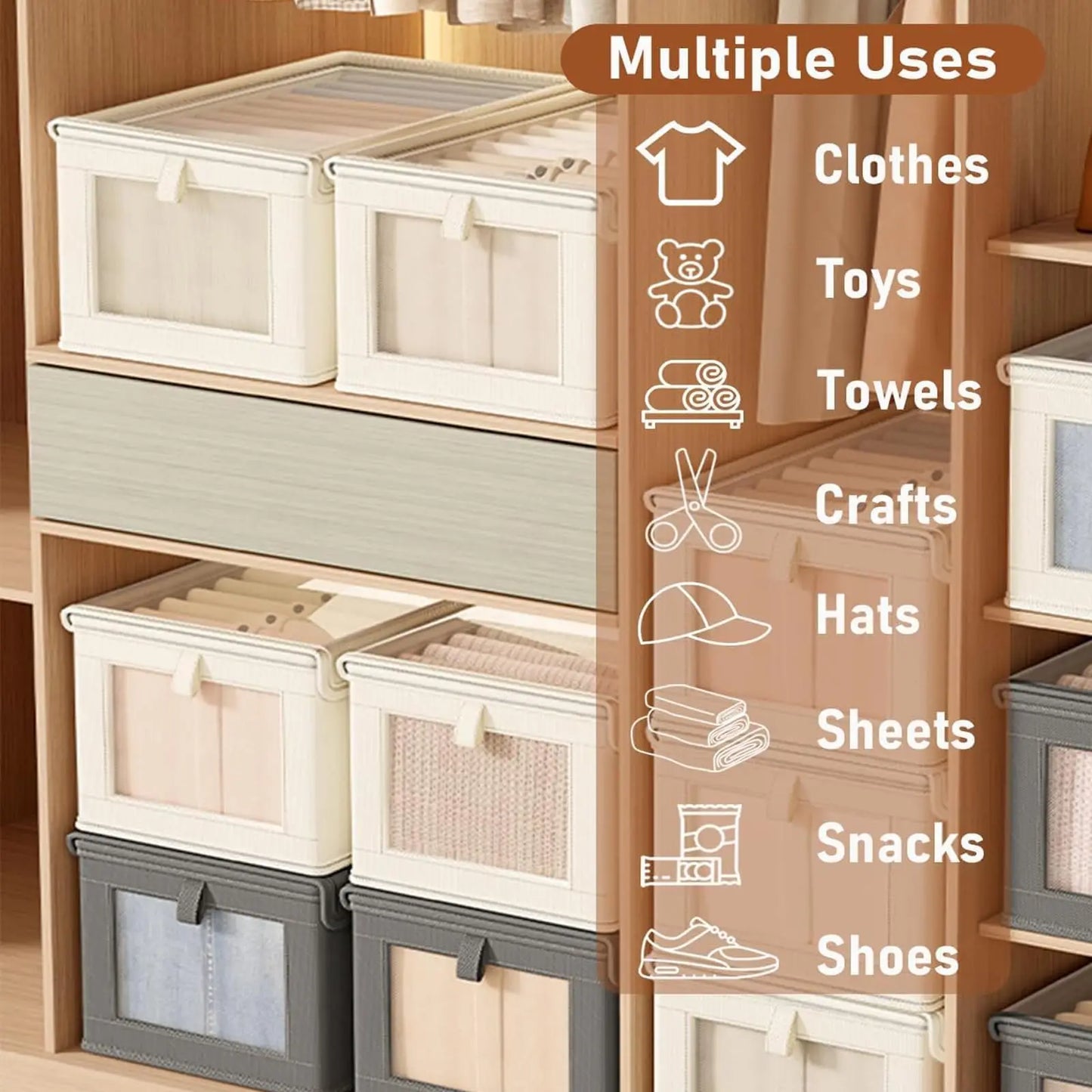 Visible Wardrobe Storage Organizer with Clear Window Large Capacity for Home Closet Bedroom T-Shirt Underwear Pants Organization