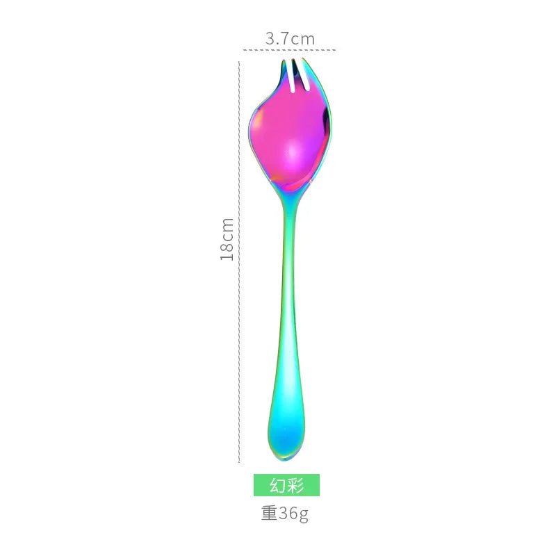 Salad Spork Stainless Steel Spork One Scoop Creative Salad Spoon Fruit Fork Dual-purpose Spork Kichen Accessories utensils