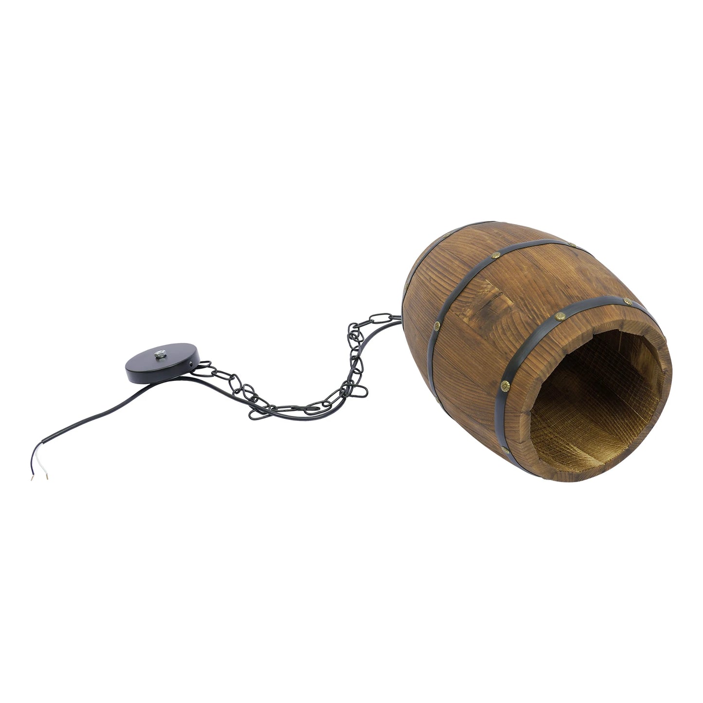 E26 Rustic Ceiling Lamp Vintage Wood Wine Barrel Pendant Lamp for Bars, Cafes and Living with a 90cm Adjustable Chain