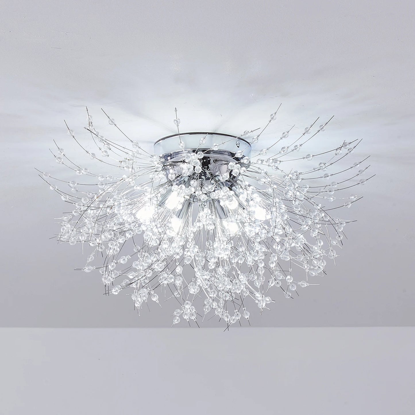 Gold/Sier Modern Crystal LED Ceiling Light 6 Lights Stainless Steel Firework Chandelier For Bedroom