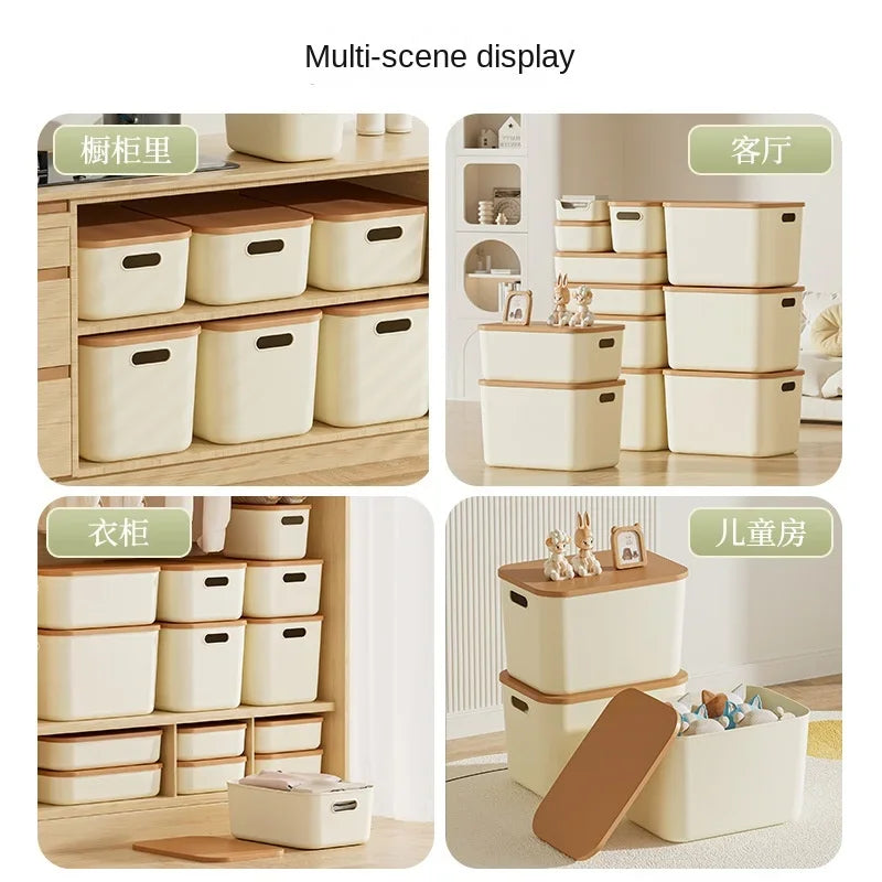 Desktop Storage Box with Lid Ideal for Storing Household Items Clothes and Toys Plastic Snack Storage Box with Lid