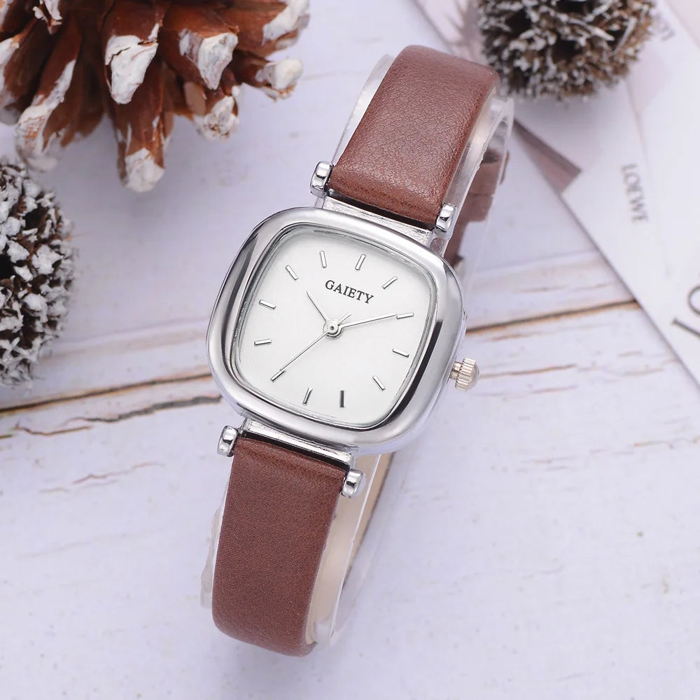 Elegant Square Watches For Woman New Casual Minimalist Green PU Bracelet Ladies Luxe Quartz Wristwatches Clock Montres Femmes