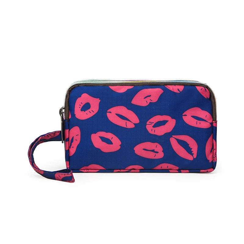 Fashion Printing Ladies Clutch Wallet Large Capacity Triple Zipper Hand Carry Coin Purse Shopping Handheld Cell Phone Bag