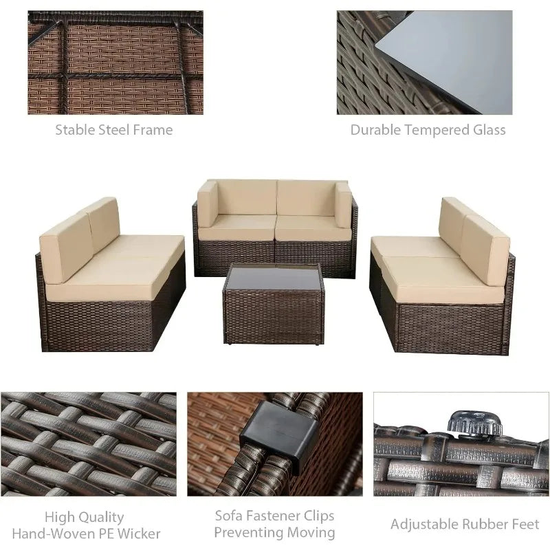 Outdoor Patio Furniture Set, Outdoor Sectional Conversation Furniture Chair with Coffee Table, Garden