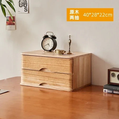 Multi-Layer Wooden Desktop Storage Boxes, Solid Wood Drawer File Organizer, Computer Heightened Rack, Office Storage Cabinet.