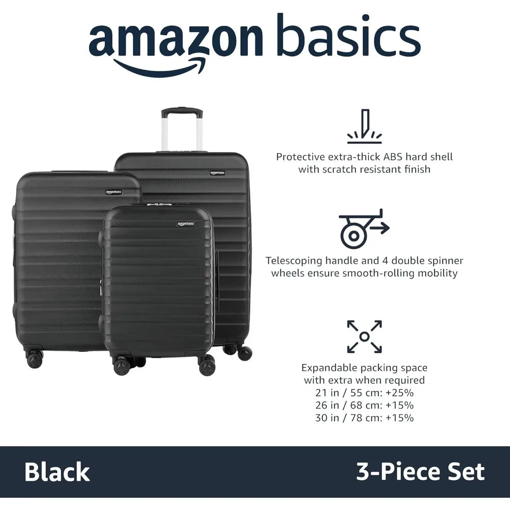 3-Piece Luggage Set (21", 26", 30"), Hardshell Suitcases With Wheels & Scratch-Resistant Surface, Four Multi-directional Wheels