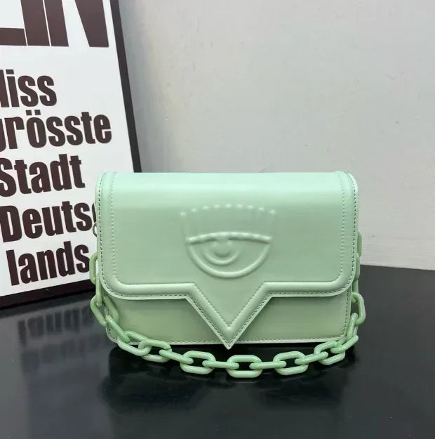 Luxury Brand Designer Bag Women 2024 Hit Embossed Eyes Chain Wide Strap Shoulder Bag Fashion Trend Cute Exquisite Crossbody Bag