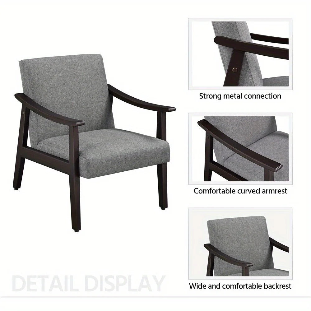 Accent Mid-Century Living Room Chair,Modern Linen Fabric Side Chair with High Back for Living Room/Office/Bedroom,Minimalist