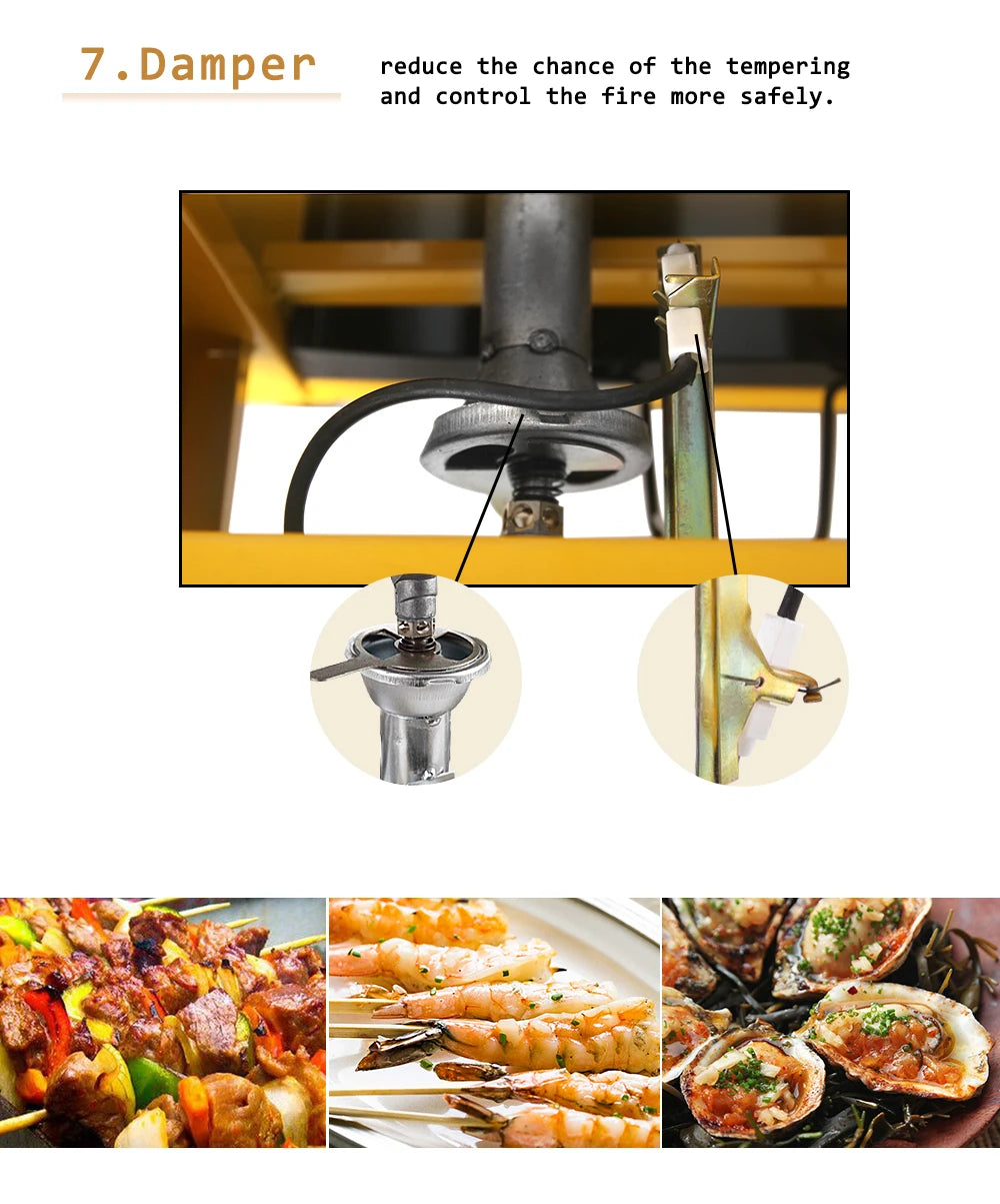 ITOP Small Portable 2 Burners BBQ Grill Gas LPG Griddle Barbecue Tools Adjustable Height For Outdoor Picnic Barbecue With CE