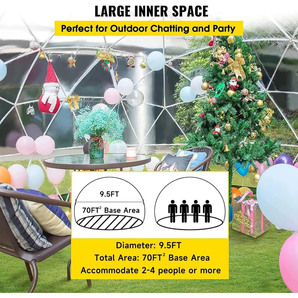12 x 7.2 FT Garden Dome Igloo Tent, Outdoor Igloo Dome Greenhouse with PVC Transparent Cover, Geodesic Waterproof Garden Bubble
