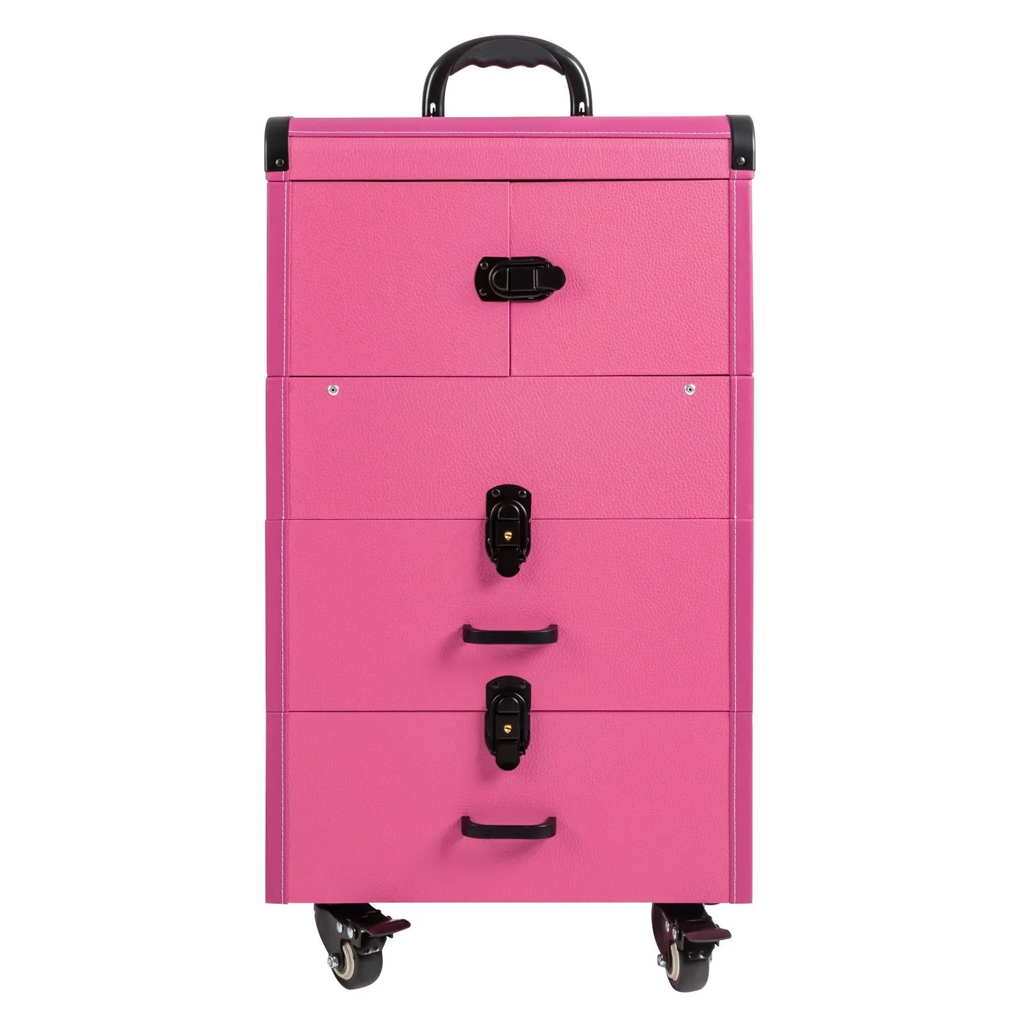 4 in 1 Portable Rolling Makeups Train Case,Salon Cosmetic Storage Organizer w/Mirror,Travel Trolley Organizer Box