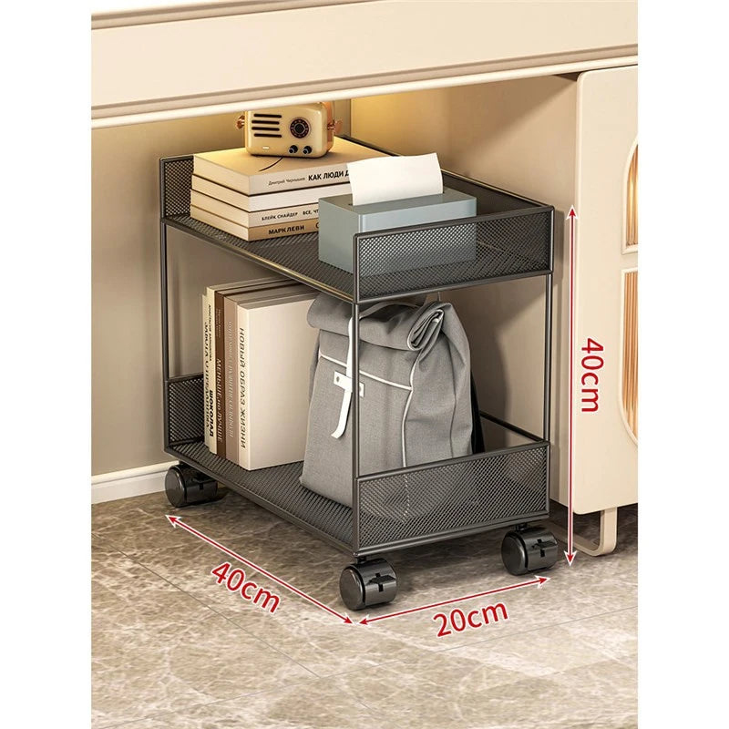Double Layer Cart Book Storage Cabinet Office Desk Underneath Rolling File Folder Organization Tool Simple Bookshelf Rack