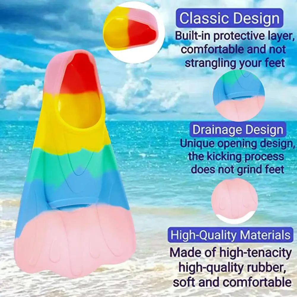 1 Pair Swim Fins Comfortable Non-slip Professional Auxiliary Training Silicone Short Swimming Training Flippers Water Sports