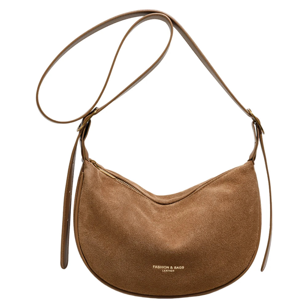 Shoulder Bag For Women Men Adjustable Strap Crossbody Bag Suede With Inner Pocket Hobo Bag Dumpling Bag Makeup Diagonal Package